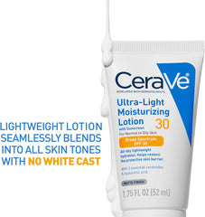 CeraVe Ultra-Light Face Moisturizer with SPF 30 – Daily Oil-Free Sunscreen Lotion (1.7 oz)