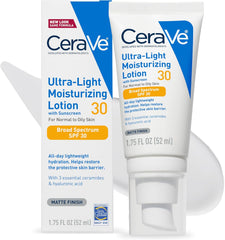 CeraVe Ultra-Light Face Moisturizer with SPF 30 – Daily Oil-Free Sunscreen Lotion (1.7 oz)